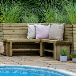 Forest Garden Double Corner Sleeper Bench 1.2m -The Garden Hub Sales FGCORNBEN12HD4