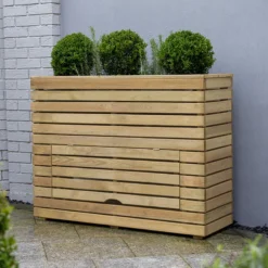 Forest Garden Linear Tall Planter With Storage -The Garden Hub Sales FGLINPL12090SHD1
