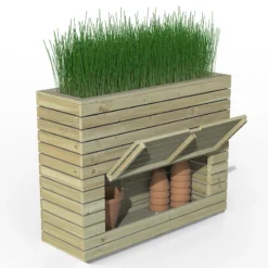 Forest Garden Linear Tall Planter With Storage -The Garden Hub Sales FGLINPL12090SHD4