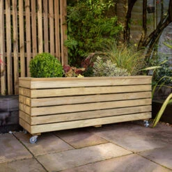 Forest Garden Linear Long Planter With Wheels 15 Forest Garden Linear Long Planter With Wheels -The Garden Hub Sales FGLINPL120WHD1