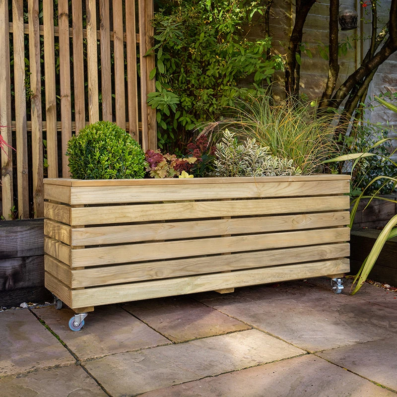 Forest Garden Linear Long Planter With Wheels 8 Forest Garden Linear Long Planter With Wheels - Image 8