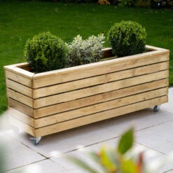 Forest Garden Linear Long Planter With Wheels 13 Forest Garden Linear Long Planter With Wheels -The Garden Hub Sales FGLINPL120WHD3