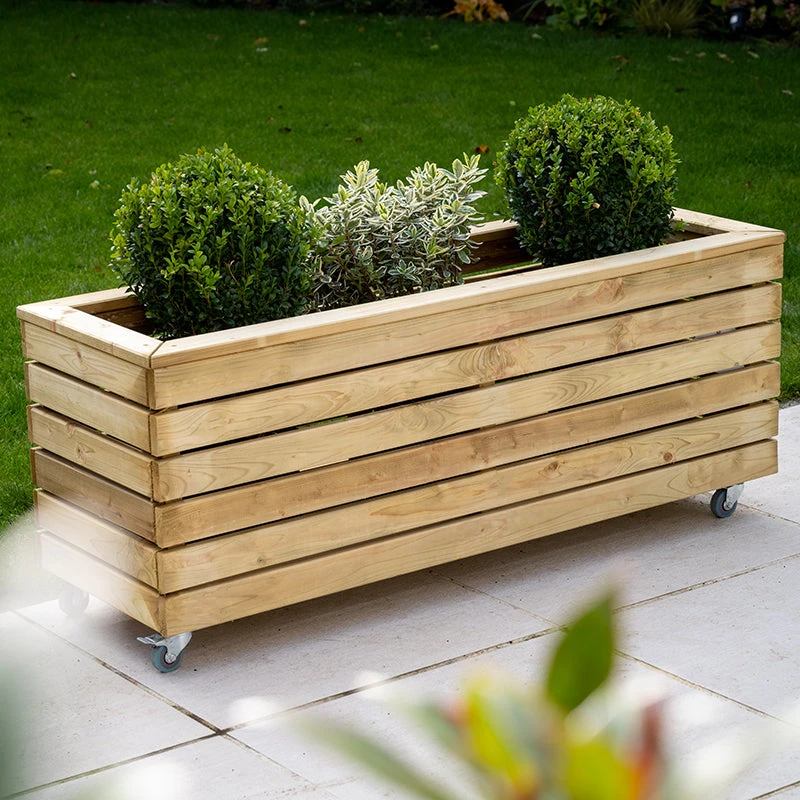 Forest Garden Linear Long Planter With Wheels 6 Forest Garden Linear Long Planter With Wheels - Image 6
