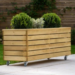 Forest Garden Linear Long Planter With Wheels 12 Forest Garden Linear Long Planter With Wheels -The Garden Hub Sales FGLINPL120WHD4