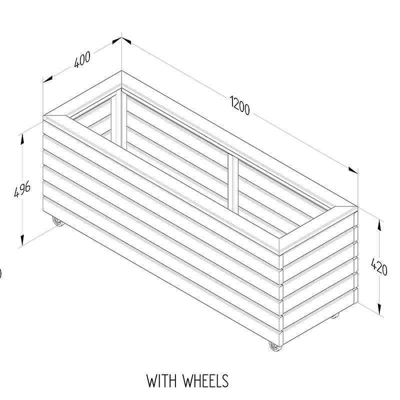 Forest Garden Linear Long Planter With Wheels 4 Forest Garden Linear Long Planter With Wheels - Image 4