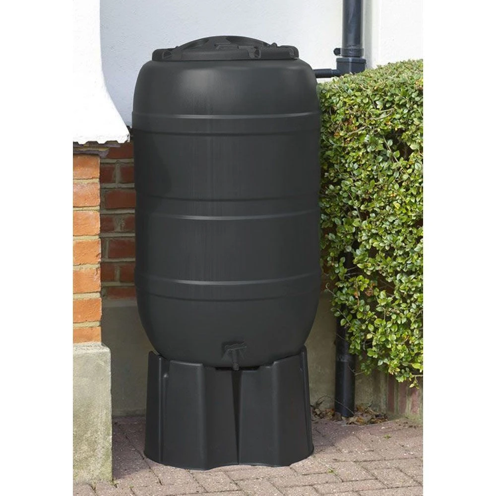 Standard Black Barrel Water Butt 210 Litre With Stand And Diverter 3 Standard Black Barrel Water Butt 210 Litre With Stand And Diverter - Image 3